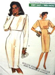 7059 VOGUE EZ STRAIGHT BODICE OVERLAY SS-LS DRESS PATTERN 6-10